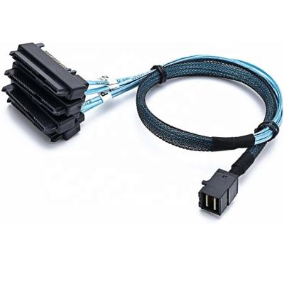 China Server Device Internal Mini SAS HD SFF-8643 (4) to 29pin SFF-8482 Connectors with 15pin SAS Power Port Cable for sale