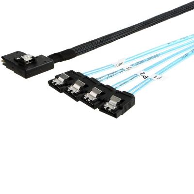 China Right Angle Server Device Mini SAS HD 36Pin (SFF-8087) Male to 4 SATA 7 Pin Female Adapter Data Cable for sale