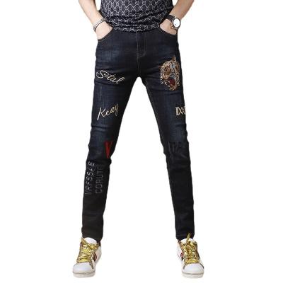 China New autumn and winter tiger Korean thin men's embroidery small feet small feet casual stretch pants breathable for sale