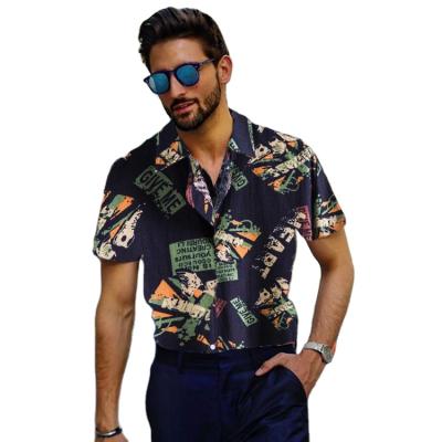 China Breathable summer 2021 Europe and the United States plus size men's short sleeve border men's fashion printed lapel shirt spo for sale