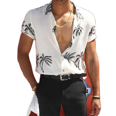 China Amazon anti-pilling summer 2021 new men's shirt is a Hawaii beach printed short-sleeved shirt for sale