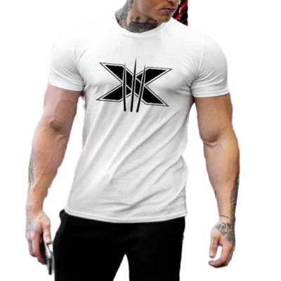 China Compressed Summer Men's X Letter Print T-Shirt is a trend for tall, muscular men with short sleeves for sale