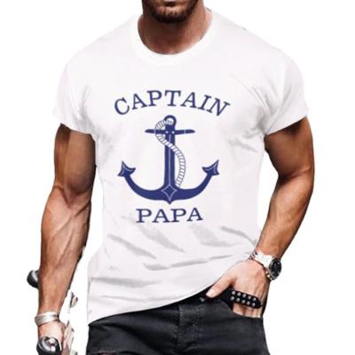 China Anti-Wrinkle Summer 2021 New Aliexpress Amazon White Plus Size Casual Boat Anchor Printed Short Sleeve T-Shirt for sale