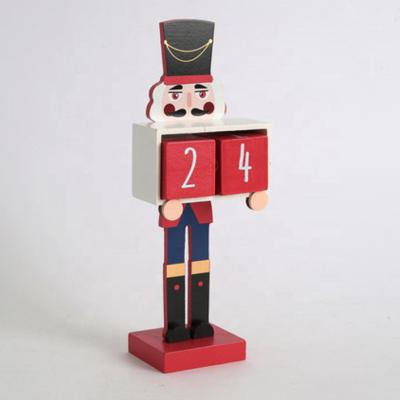 China Wooden Nutcracker Wooden Calendar Christmas Crafts Ornaments Christmas Tree Decoration Hanging Gifts for sale