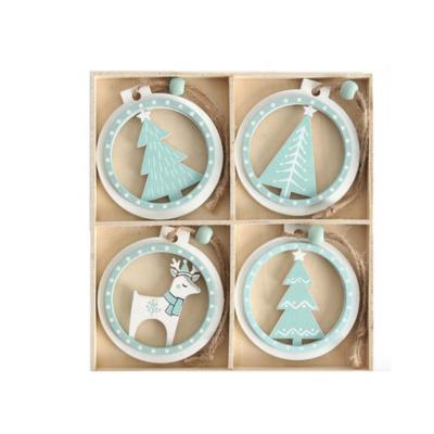 China Wooden Christmas Wooden Ornament Opens Hanging Christmas Tree Decoration Wooden Gifts Box for sale