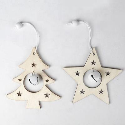 China Christmas Tree Wood Wooden Ornament Gifts Decoration Christmas Bell Hanging Crafts for sale