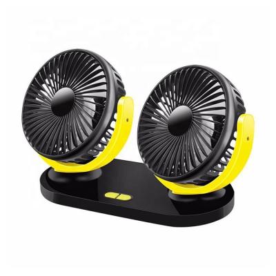 China ABS Wholesale Electric Mini Usb Car Dual Cooling Fan 360 Degree Cooler Adjustable Portable Universal Dual Head Fan for sale