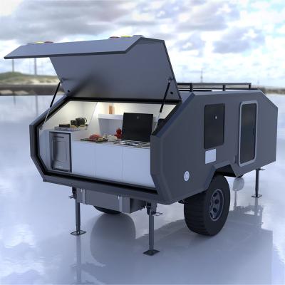 China Travel Trailer Teardrop Caravan Camper Trailer Small With Roof Tent Inner And Top Sleeping Room for sale