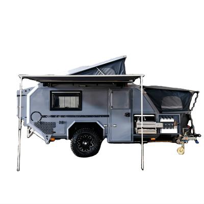 China Travel trailer hard floor expedition camper trailer camping trailer travel campers with tent and kitchen for sale for sale