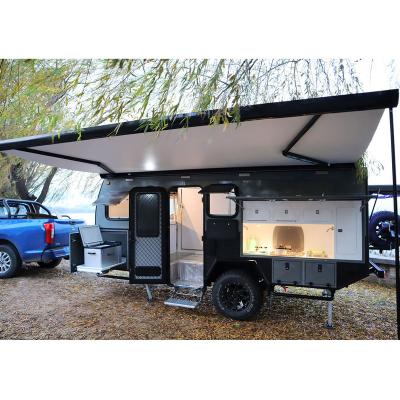 China Travel Trailer 15ft Pop Top Camper With Electric Pop Up Tent Independent Suspension Trailer Caravan With Bunk Bed for sale