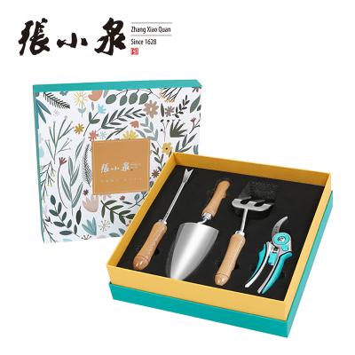 China Garden Work Zhang Xiaoquan 4 Pieces Professional Tool Kit Bonsai Mini Garden Kit Gift Box Wooden Handle for sale