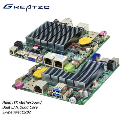 China Fanless Dual LAN Nano ITX Motherboard J1900 CPU Quad Core LVDS HDMI VGA Display for sale