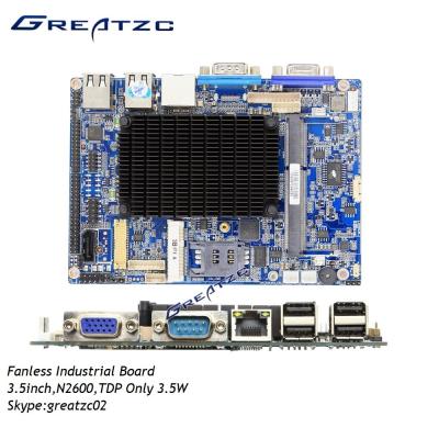 China Mainboard industrial Fanless 3,5 placa gráfica do processador central Intel GMA3600 do cartão-matriz N2600 da polegada à venda