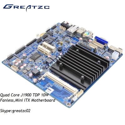 China Cartão-matriz do ITX da C.C. 12V processador central industrial Fanless do núcleo J1900 do quadrilátero de Mainboard do mini à venda