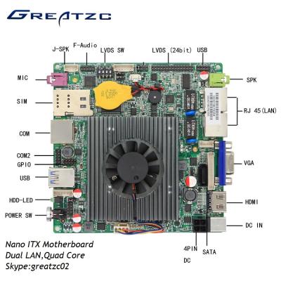 China Dual LAN Nano ITX Motherboard Quad Core Celeron J1900 Processor With LVDS for sale