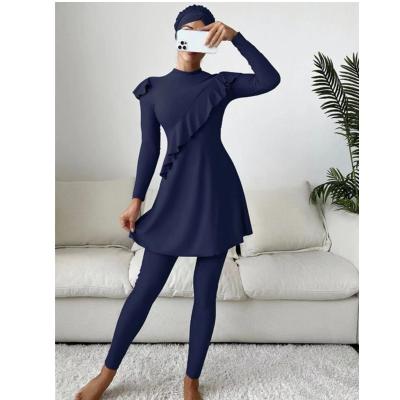 China Breathable Ruffle Long Sleeve Pants Full Body Bikini Swimsuit Women Muslim Swimwear for sale