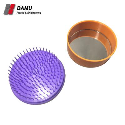 China Travel Round Hair Brush with Mirror Folding Pocket Hair Brush Mini Hair Comb with Makeup Mirror for Travel DM-20180815-0066 for sale