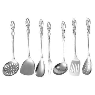 China Sustainable Stainless Steel Cookware Stainless Steel Cookware Set Includes Spatula, Spoon, Handle Long Carved Fork for sale