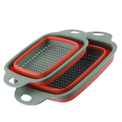 China Silicone Viable Kitchen Basket Fruit Vegetable Basket Strainer Sieve Fruit Vegetable Wash Dish Folding Dish Rack for sale