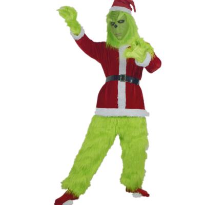 China Furry Santa Cos Costume Unisex Cosplay Cartoon Christmas Costume Green Monster Costume for sale