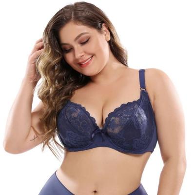 China Antibacterial plus female plumper thin fat DE Big Cup thin section millimeter bra lace antibacterial increase fat plus size bra lingeries for sale