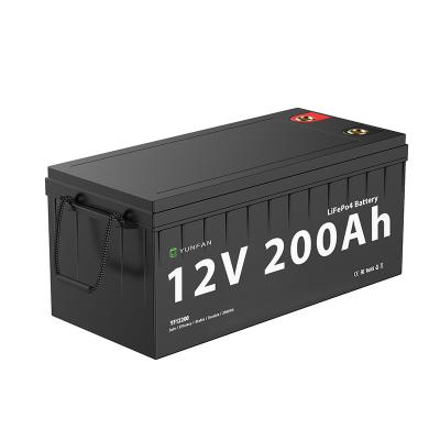 China 12.8V 200Ah Residencial Batería de iones de litio recargable LiFePo4 Batería ABS Negro en venta