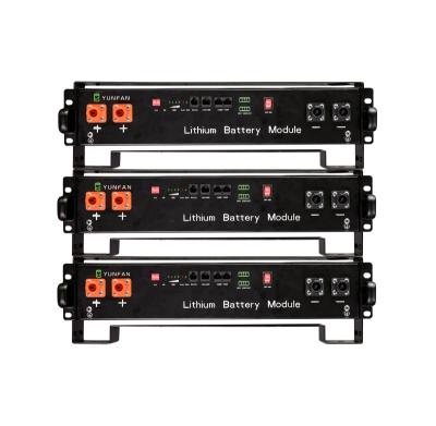 China 48V Rack Mount Lithium Battery 50Ah 100Ah Black LiFePo4 Battery System for sale