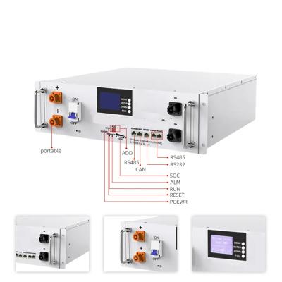 China 51.2V 50Ah LiFePo4 Batterie-Rack montiert Heim-Batterie-Speichersystem 100AH 200Ah RS485 zu verkaufen