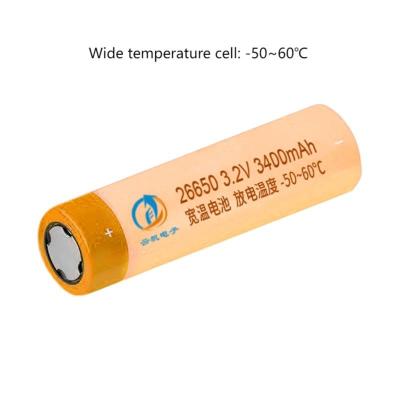 China Wide Temperature 26650 Lithium Ion Battery 3.2V 3400mAh Custom Battery Packs for sale