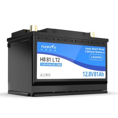 China H8 Auto Start Stop Battery 12V 81Ah High Rate LiFePo4 Automotive Starting Battery Te koop