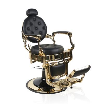 China 2022 new design EUROPEAN hign quality retro vintage gold reclining hair barber salon chair for sale