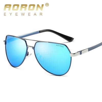 China Latest Fashion Sunglasses Aoron Black And Gold Driving Mens Polarized Vintage Pilot Sunglasses Sun Glasses for sale