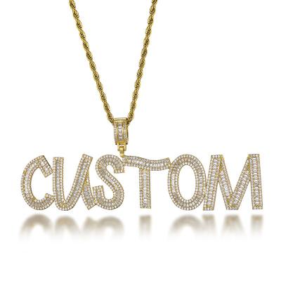 China Hip Hop Bestselling Number Combination Chain Zircon Zircon Pendant Micro Inlaid Jewelry Personalized Custom Letter Necklace for sale