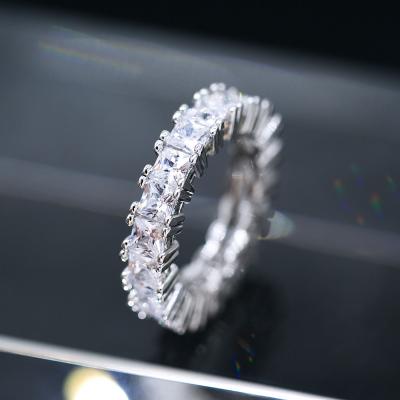 China FASHIONABLE Inlaid Women Diamond Zircon Engagement Wedding Band Rings Handmade Eternity Promise Finger Ring Party Jewelry D.C.A. for sale