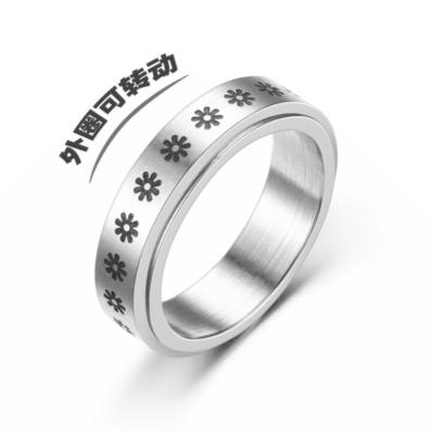 China FASHIONABLE Rings 2021 Men's Unisex Anti Worry Spinner Engraved Rotating Stainless Steel Ring for sale