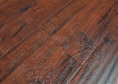 China Click Lock Cherry Wood Distressed Laminate Flooring Handscraped High Density AY001 for sale