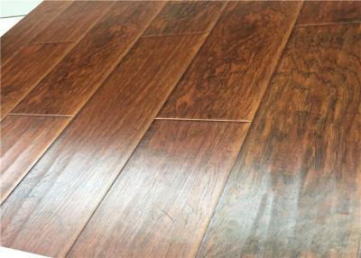 China Hand Scraped DIY Distressed Laminate flooring Mahogany Wood AC4 U Bevel for sale