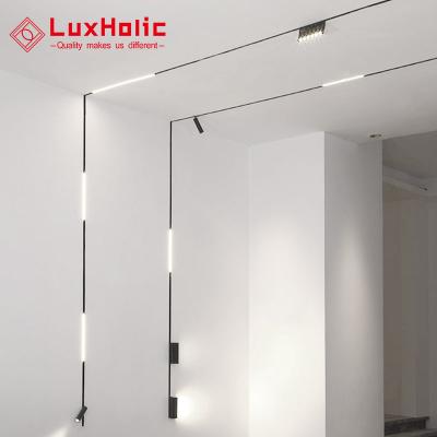 China Modern LuxHolic 3 Phase 24V Adjustable Linear Black LED COB Dimmable Magnetic Track Lighting System for sale