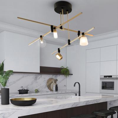 China LuxHolic Modern Simple Gold Branch Decorative Bulbs Pendant Hanging Lighting Island Designer Luxury Chandelier For Kitchen for sale