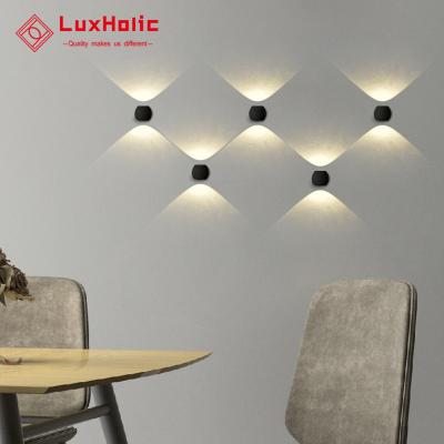 China Modern LuxHolic IP55 Modern Hotel Bedroom Decorative Indoor Outdoor Through The Wall 6W Round Aluminum Graphite Light for sale