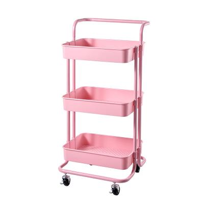 China Multi-Layer Storage Serving Shelf Organizer Mobile Floor Storage Rack Cart Viable Home Rolling Shelf for sale