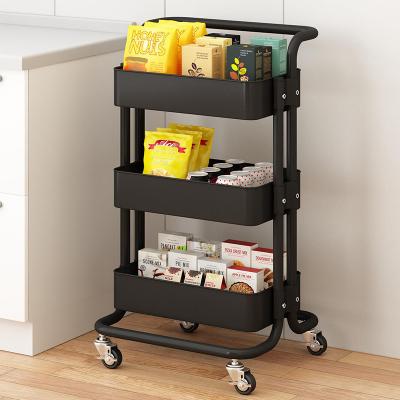 China Hot Sales Viable 3 Layers Rolling Cart Kitchen Organizer Storage Rack Kitchen Fruit Vegetable Rack Rolling Trolley for sale