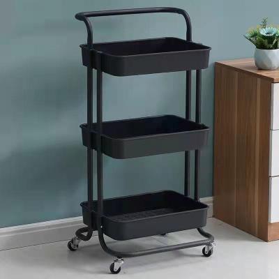 China Sustainable Home Foldable Metal Hand Carts And Carts 3 Tier Storage Racks And Racks With Wheels for sale