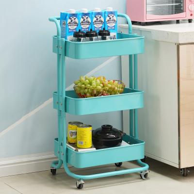 China 3-Tier Sustainable Modern Mobile Organizer Kitchen Home Storage Rack Cart Utility Rolling Cart for sale