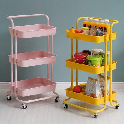 China 4 Tier Storage Organizer Shelves In Hand Cart Kitchen Service Rolling Rack Baby Viable Storage Cart Rack Accessories for sale