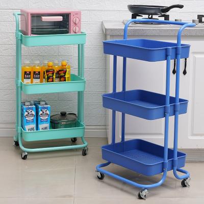 China Viable Multifunctional Storage Rack Shelf Bathroom Kitchen Storage Cart Snacks Vegetable Storage Rack With Wheels for sale