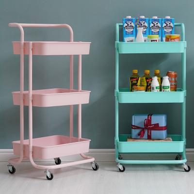 China Hot Sale Sustainable Kitchen Storage 3 Tiers Kitchen Pantry Organizer Kitchen Pantry Metal Storage Rack With Wheels for sale