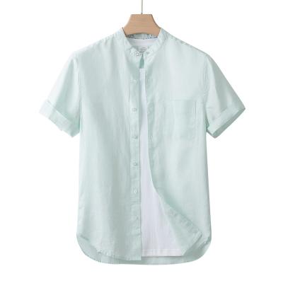 China Italian Style Summer Breathable Short Sleeve Canvas Men's Casual Shirt for sale