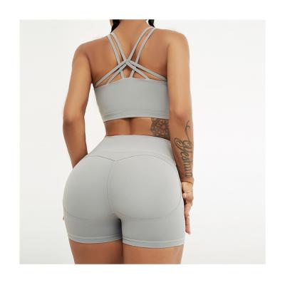 China Breathable summer seamless 2 piece gym apparel yoga set crac! crack! butt seamless yoga shorts sets for sale