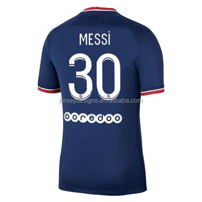 China Shirts & 2021 New Mens Major Paris Messi Navy #30 White Soccer Jerseys Sets Soccer Shirt Uniform Kits for sale